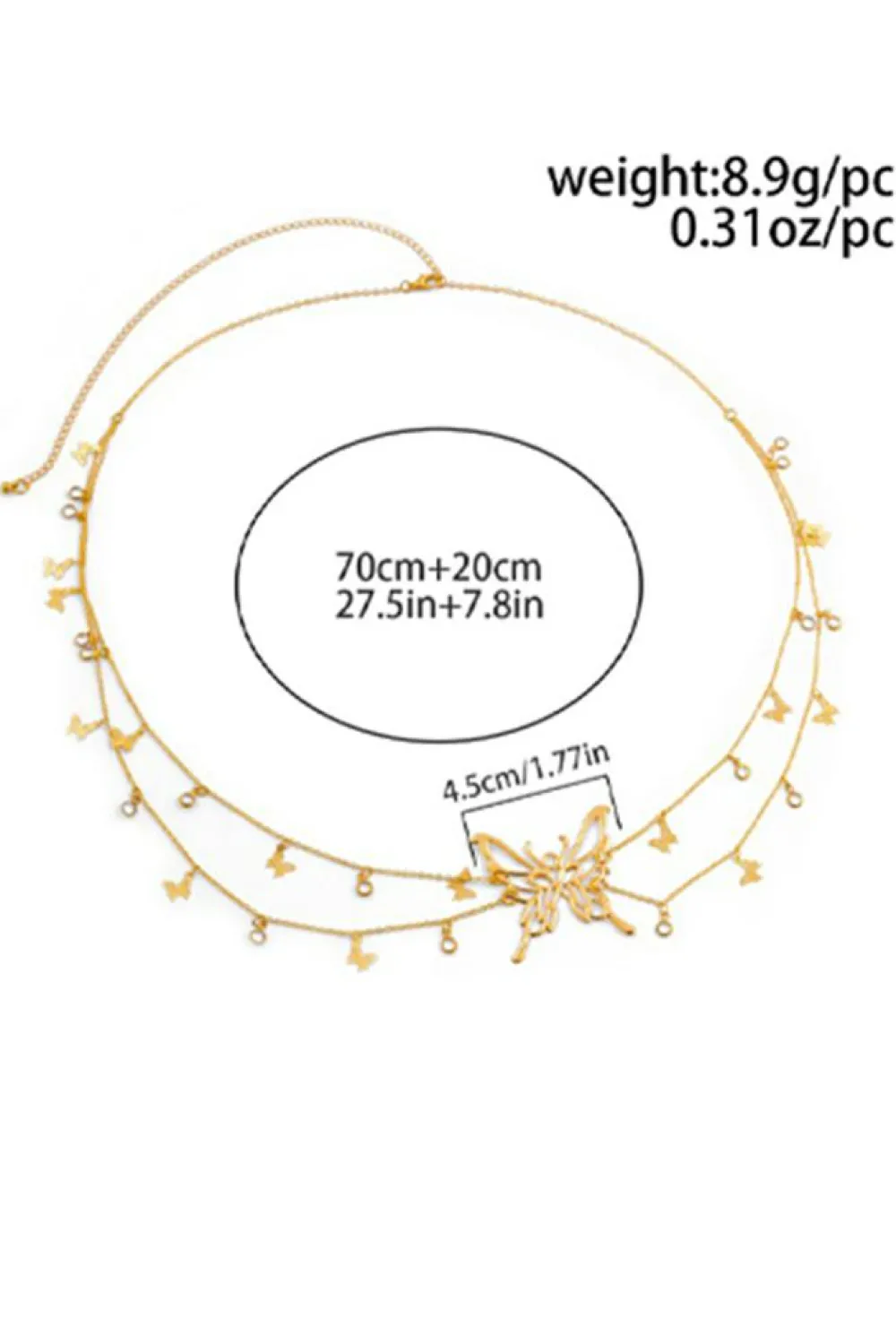 Outlet Dear-Lover Butterfly Decor Tassel Plate Alloy Layered Waist Chain Gold
