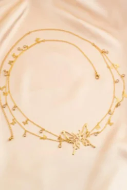 Outlet Dear-Lover Butterfly Decor Tassel Plate Alloy Layered Waist Chain Gold