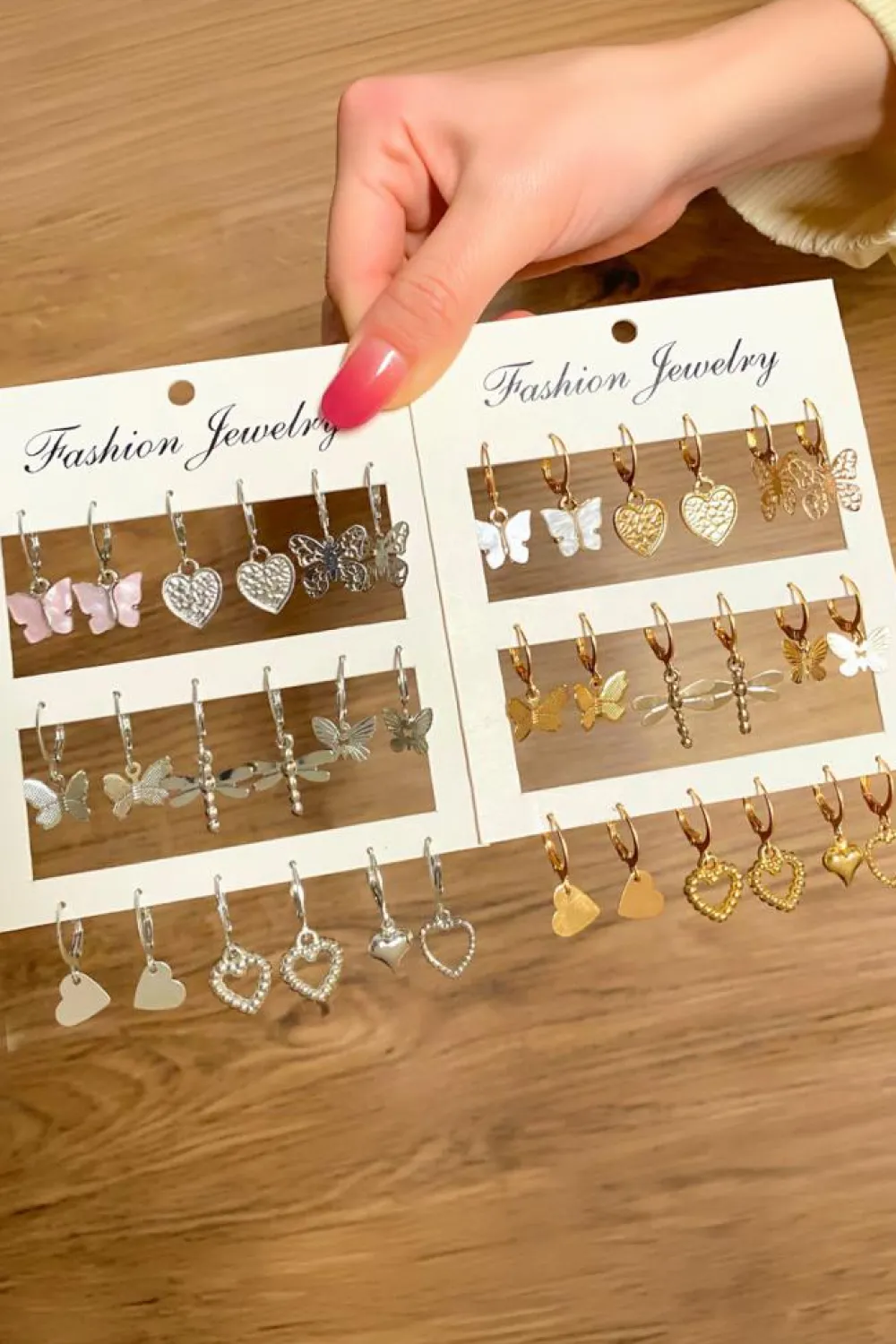 Online Dear-Lover Butterfly Heart Pendant Plated Hook Earrings Gold