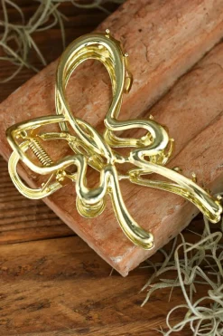 Fashion Dear-Lover Butterfly Shape Alloy Large Hair Claw Clip Gold