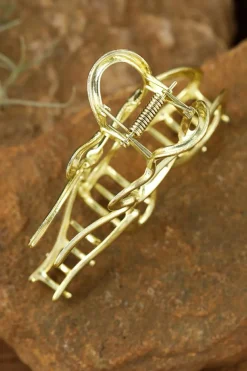 Fashion Dear-Lover Butterfly Shape Alloy Large Hair Claw Clip Gold