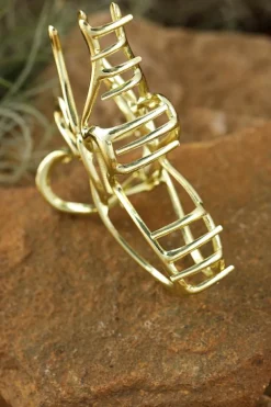 Fashion Dear-Lover Butterfly Shape Alloy Large Hair Claw Clip Gold