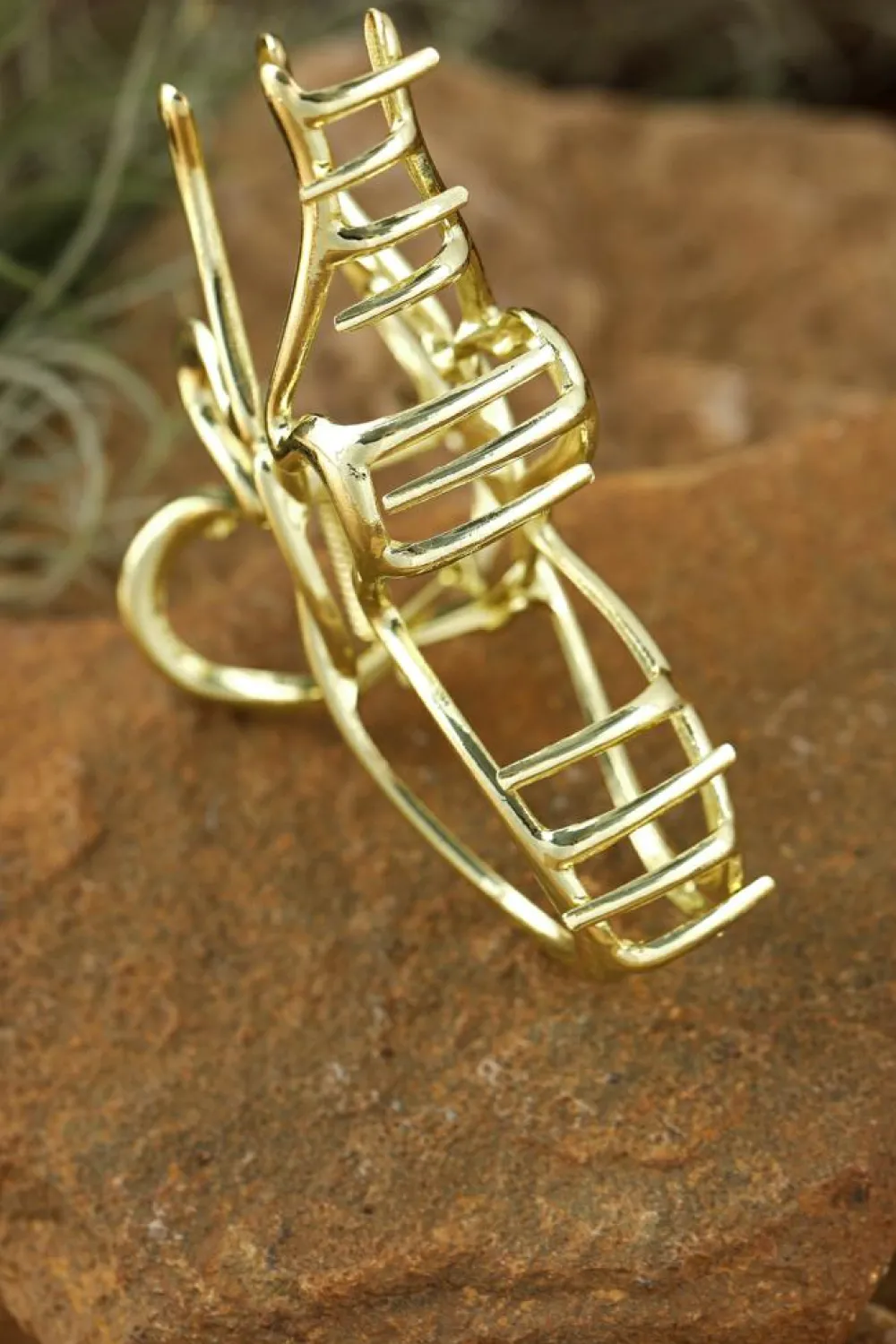 Fashion Dear-Lover Butterfly Shape Alloy Large Hair Claw Clip Gold