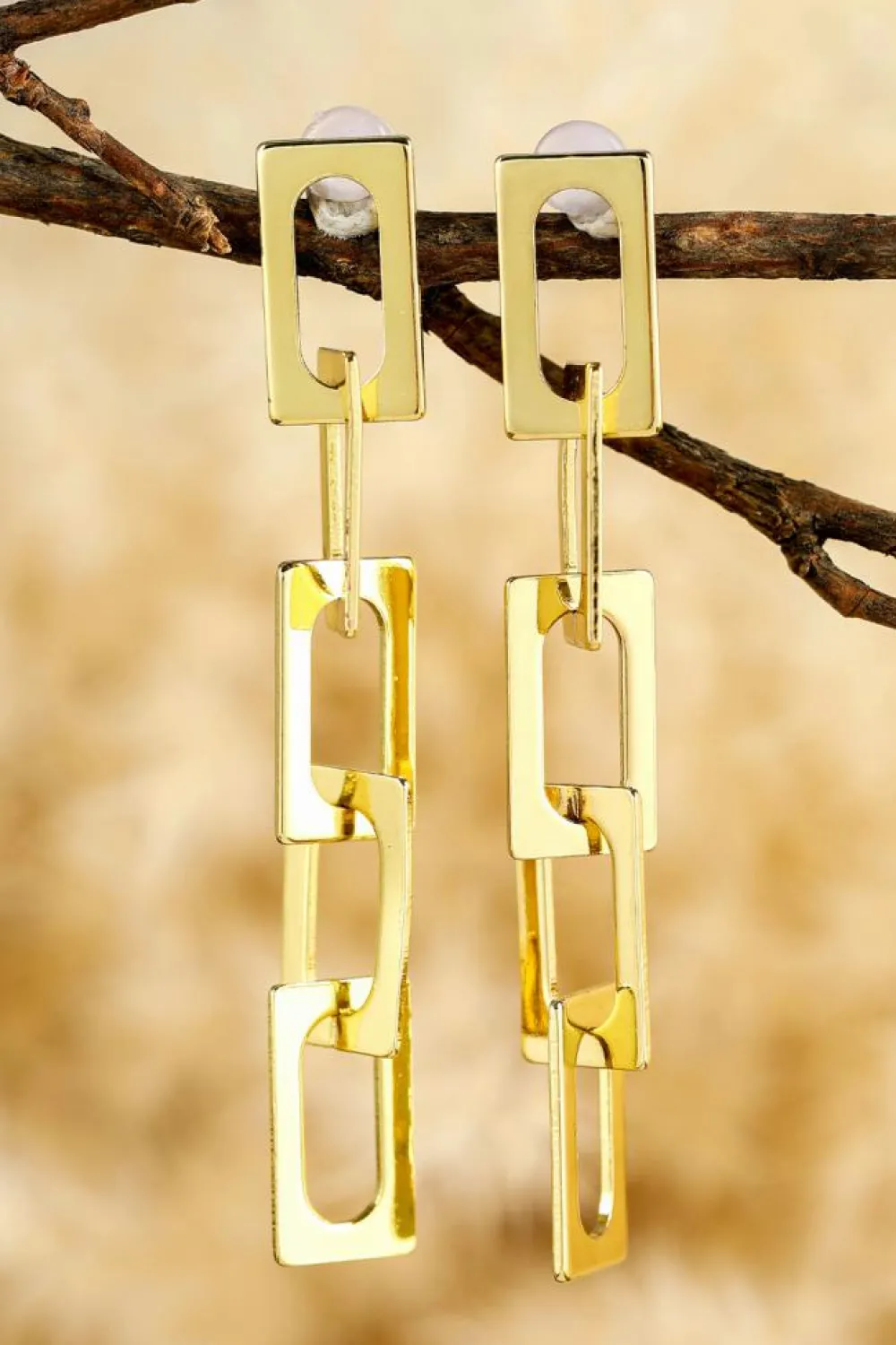 Best Dear-Lover Chain Connect Alloy Dangle Earrings Gold
