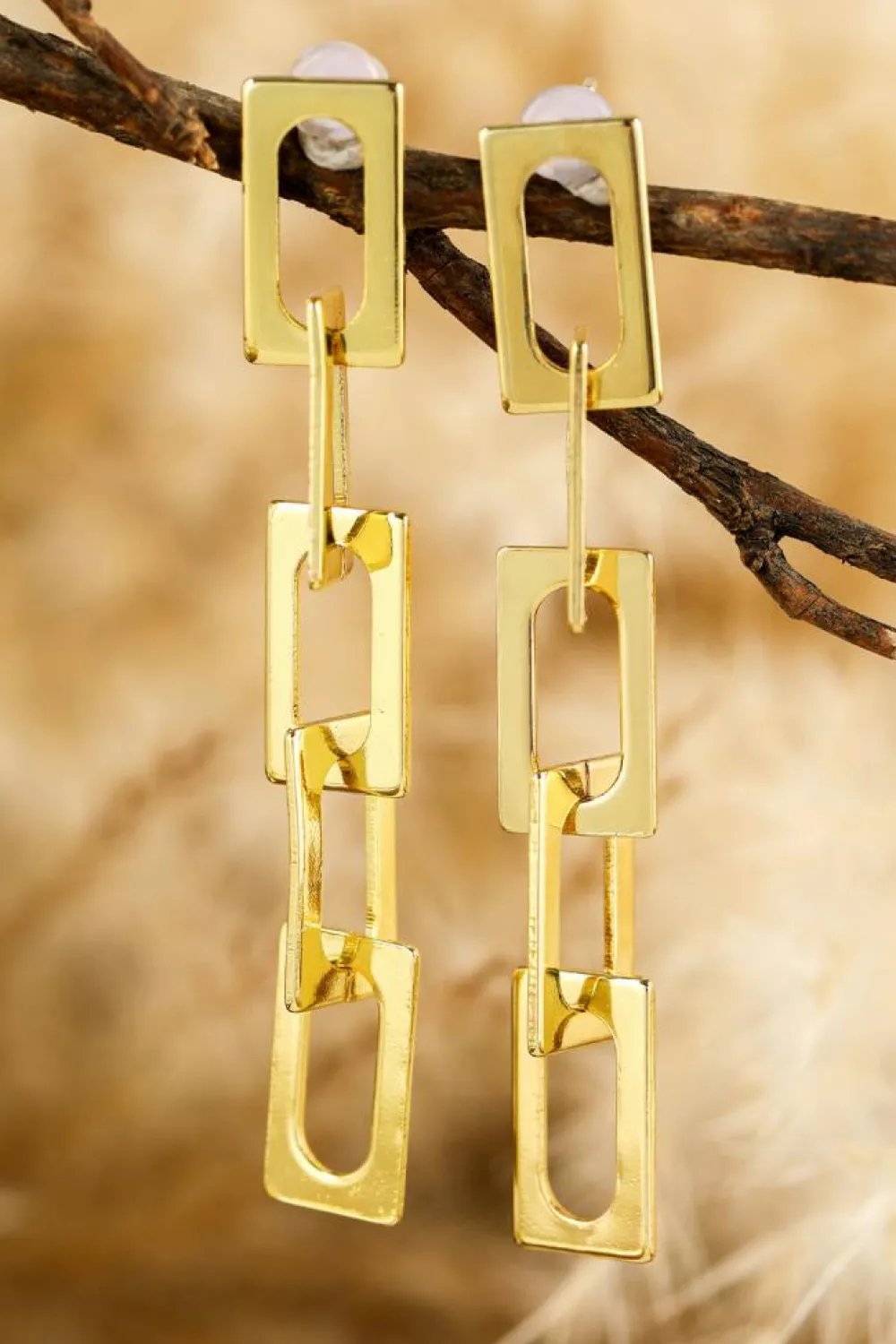 Best Dear-Lover Chain Connect Alloy Dangle Earrings Gold