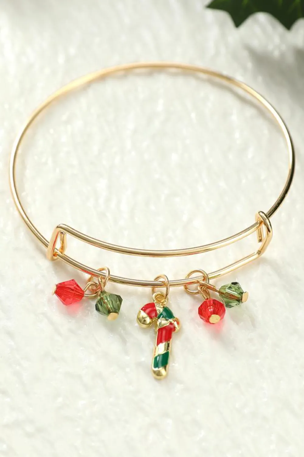 Online Dear-Lover Christmas Candy Cane Beading Pendant Bracelet Gold