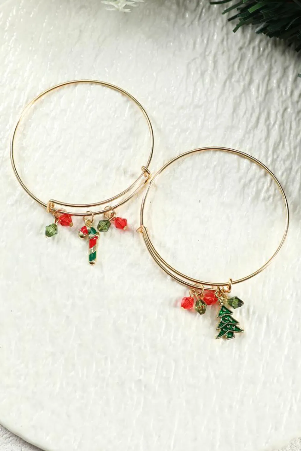 Online Dear-Lover Christmas Candy Cane Beading Pendant Bracelet Gold