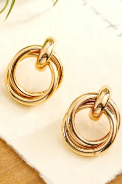 Sale Dear-Lover Circles Plated Alloy Stud Earrings Gold