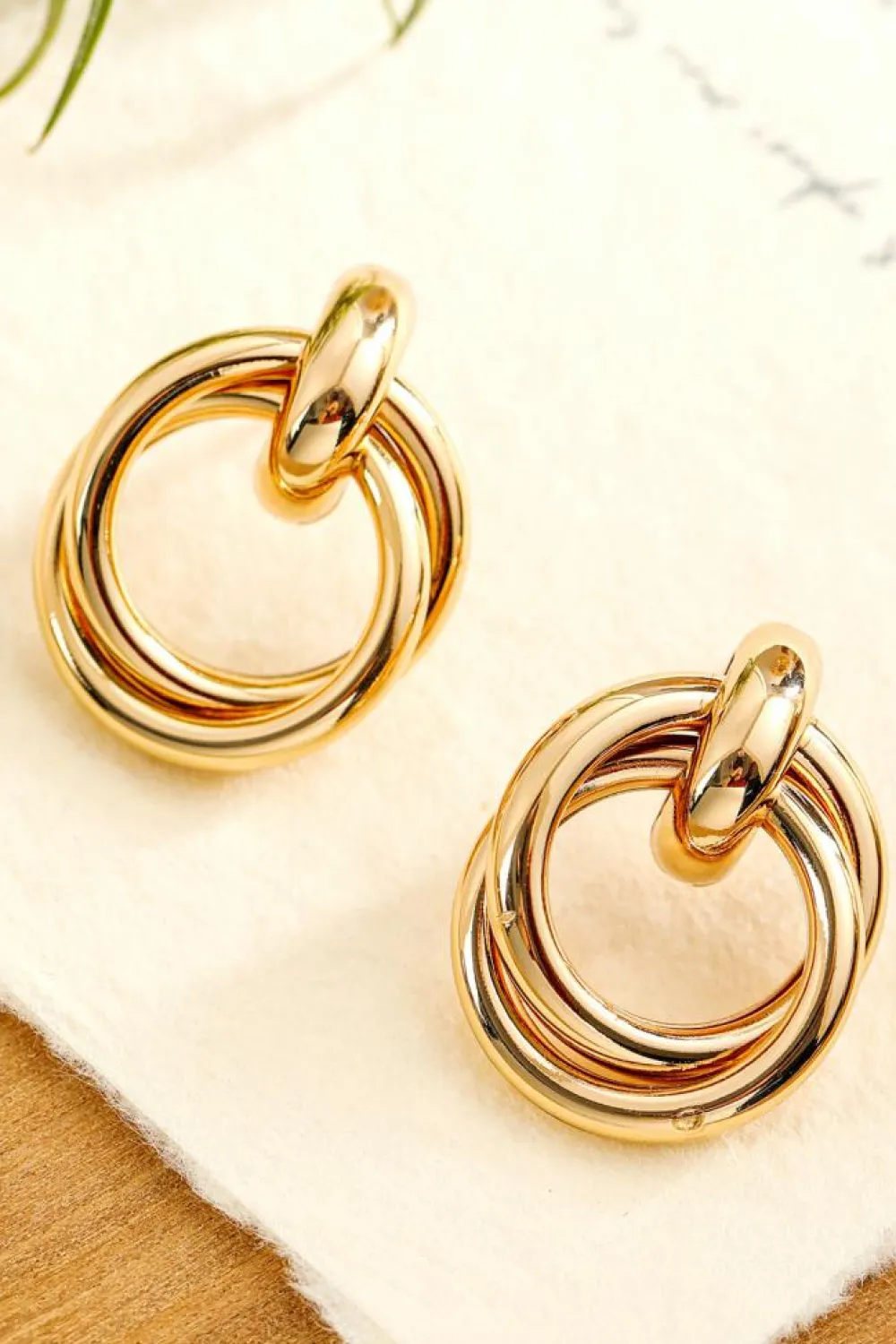Sale Dear-Lover Circles Plated Alloy Stud Earrings Gold
