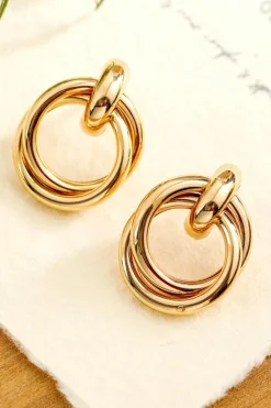 Sale Dear-Lover Circles Plated Alloy Stud Earrings Gold