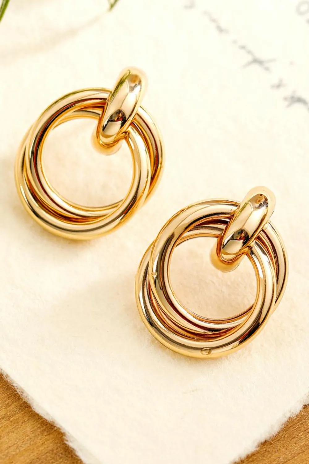Sale Dear-Lover Circles Plated Alloy Stud Earrings Gold