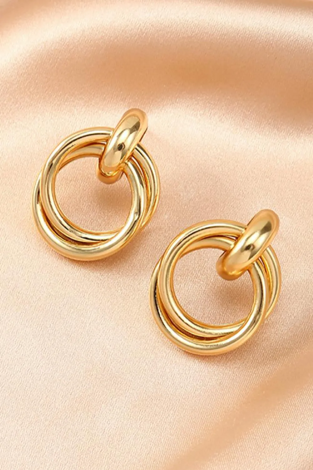 Sale Dear-Lover Circles Plated Alloy Stud Earrings Gold