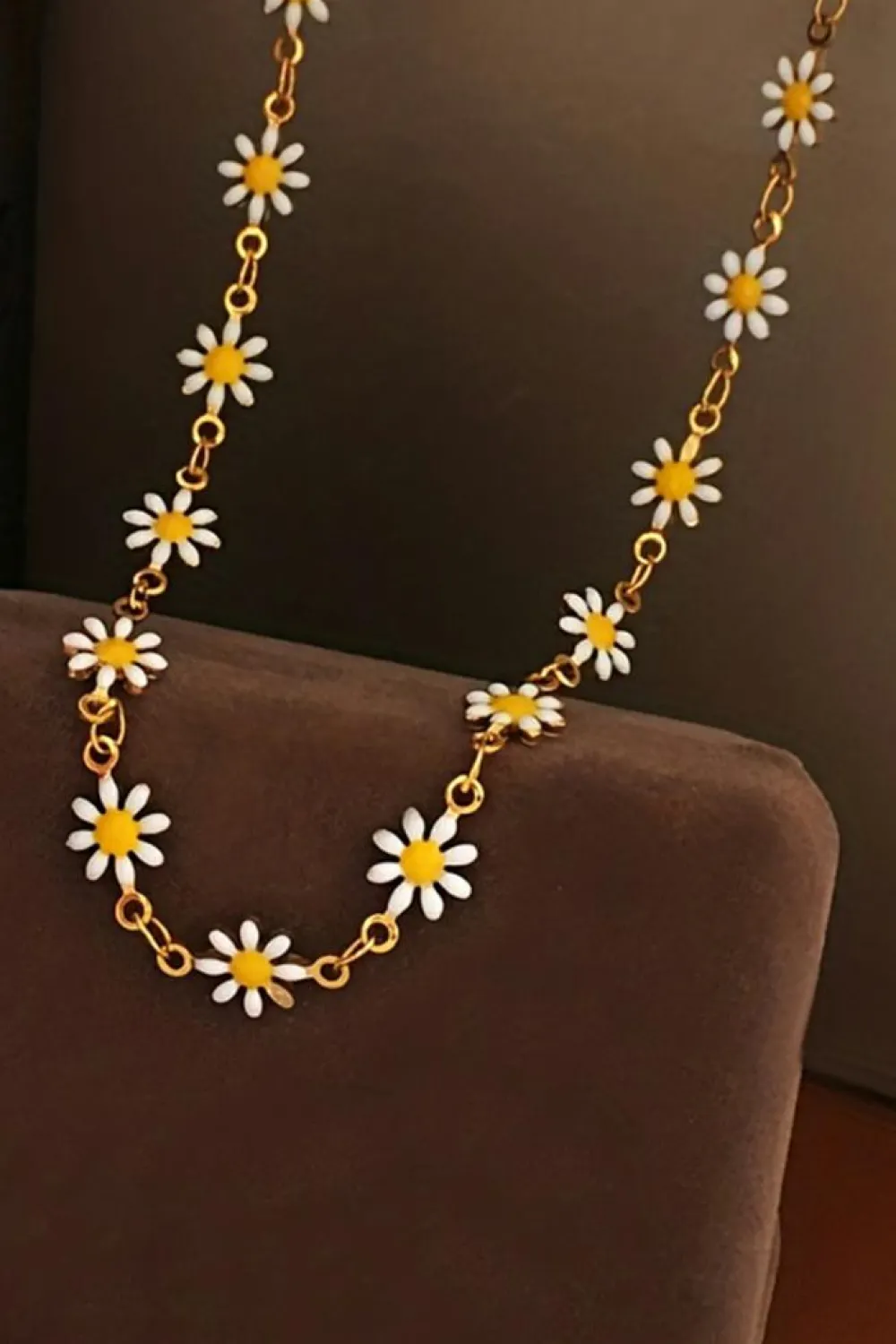 Fashion Dear-Lover Daisy Adjustable Chain Choker Necklace Gold