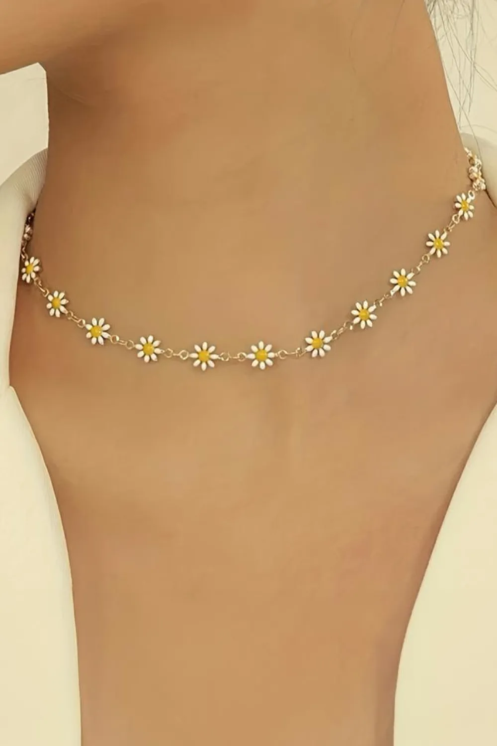 Fashion Dear-Lover Daisy Adjustable Chain Choker Necklace Gold
