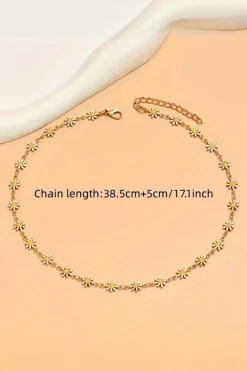 Fashion Dear-Lover Daisy Adjustable Chain Choker Necklace Gold