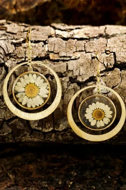 New Dear-Lover Daisy Disc Dangle Hook Earrings Gold