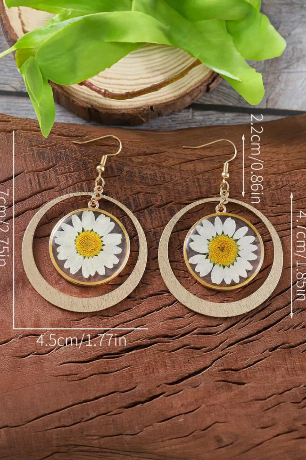 New Dear-Lover Daisy Disc Dangle Hook Earrings Gold