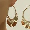 Sale Dear-Lover Disc Tasseled Hoop Earrings Gold