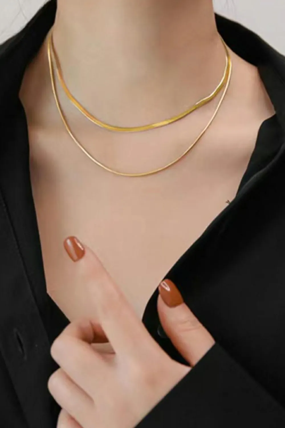 Discount Dear-Lover Double Layer Clavicle Snake Chain Necklace Gold