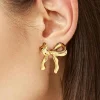 New Dear-Lover Elegant Bow Design Plated Studded Earrings Gold