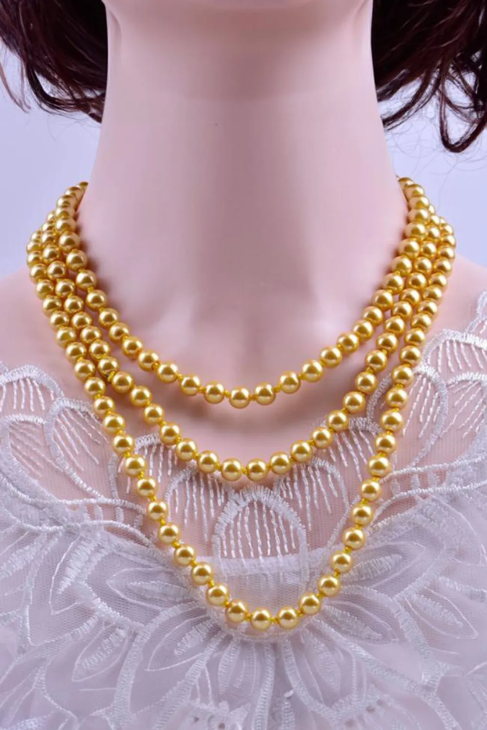 Fashion Dear-Lover Faux Pearl Beaded Layered Necklace Gold