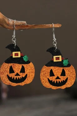 Outlet Dear-Lover Halloween Pumpkin Dangle Earrings Gold Flame