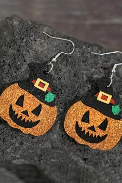 Outlet Dear-Lover Halloween Pumpkin Dangle Earrings Gold Flame