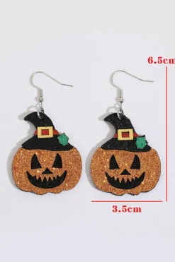 Outlet Dear-Lover Halloween Pumpkin Dangle Earrings Gold Flame