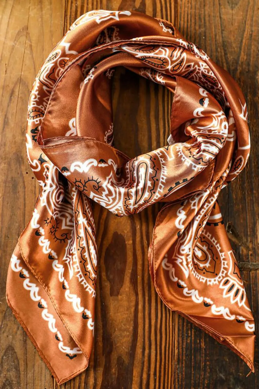 Best Dear-Lover Vintage Fashion Satin Paisley Flower Prints Square Scarf Gold Flame