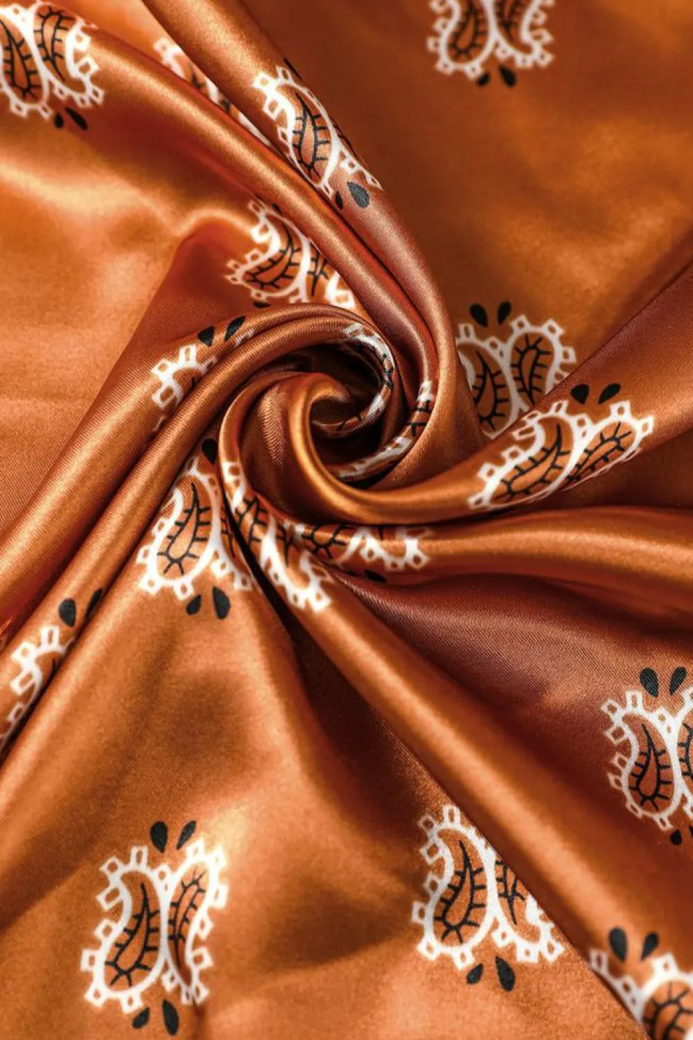Best Dear-Lover Vintage Fashion Satin Paisley Flower Prints Square Scarf Gold Flame