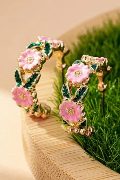 Discount Dear-Lover Flower Pattern C-shape Plated Alloy Earrings Gold