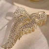 Fashion Dear-Lover Full Pearl Bow Knot Hair Claw Clip Gold