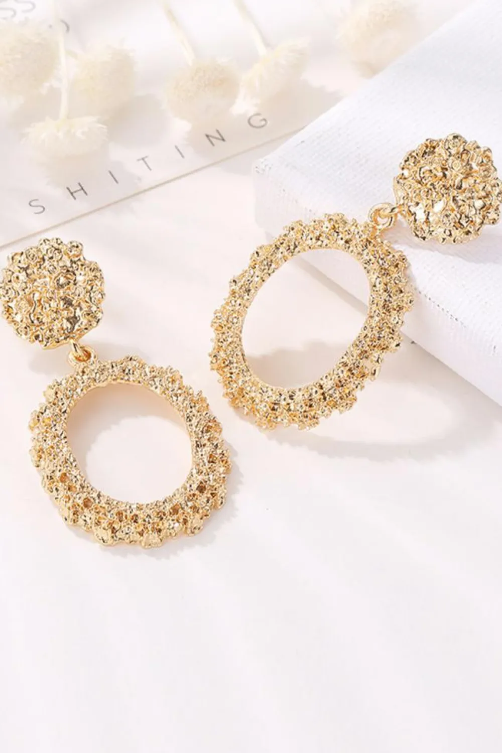 Clearance Dear-Lover Glittering Circle Dangle Earrings Gold