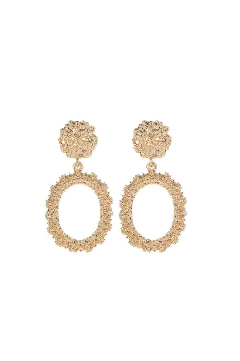 Clearance Dear-Lover Glittering Circle Dangle Earrings Gold