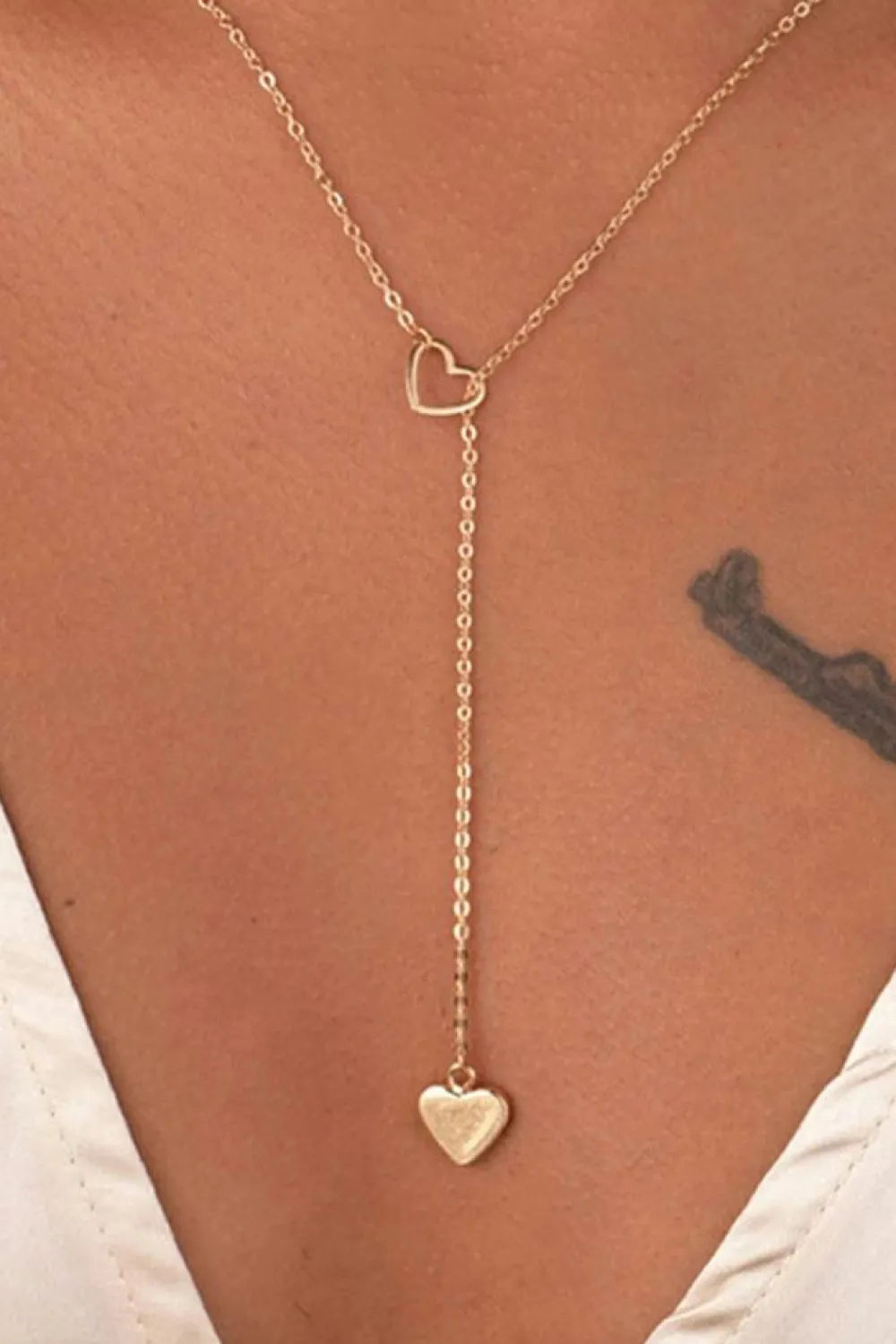 Online Dear-Lover Heart Shape Hollow Lariat Necklace Gold