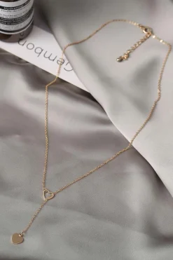 Online Dear-Lover Heart Shape Hollow Lariat Necklace Gold
