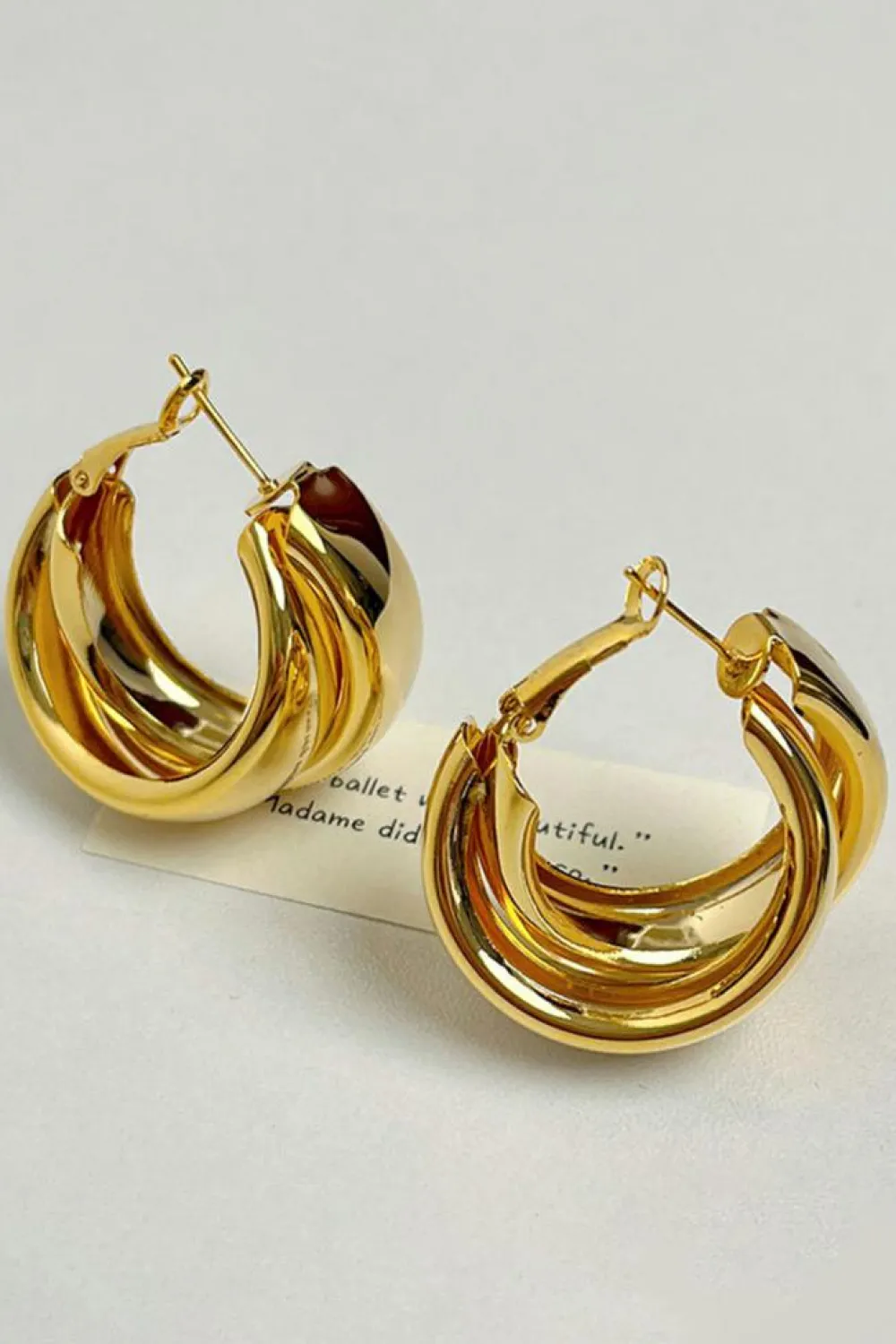 Fashion Dear-Lover Layered Hoop Studded Earrings Gold