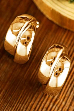 Fashion Dear-Lover Layered Hoop Studded Earrings Gold