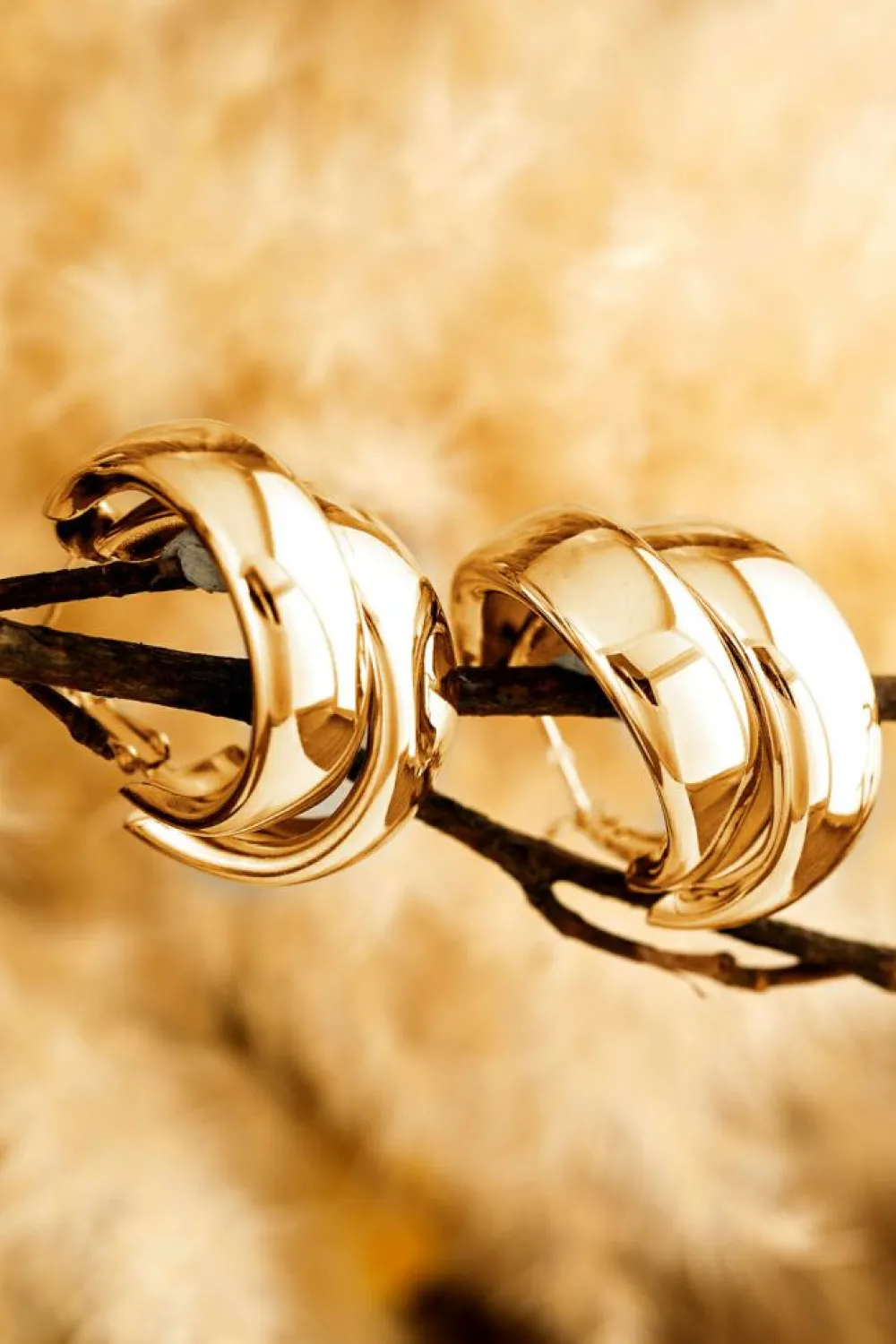Fashion Dear-Lover Layered Hoop Studded Earrings Gold