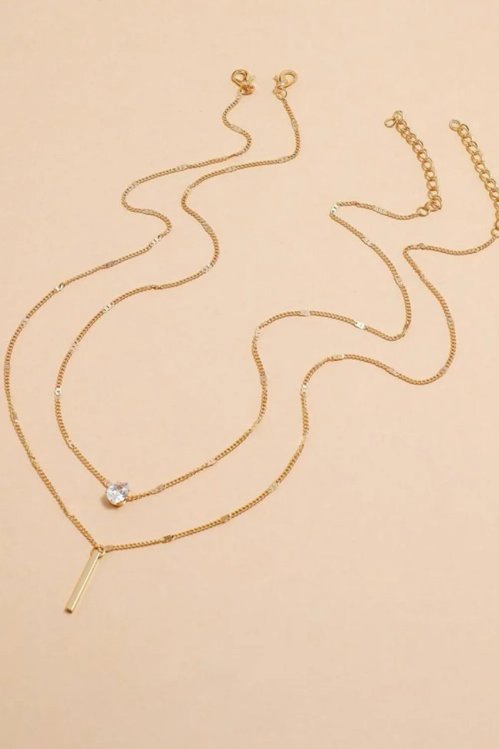 Clearance Dear-Lover Layered Rhinestone Pendant Necklace Gold