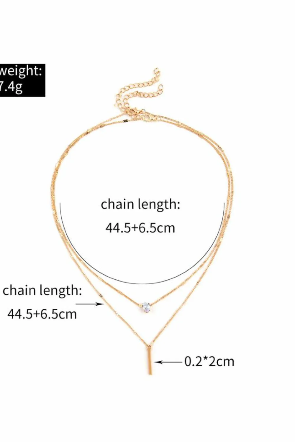 Clearance Dear-Lover Layered Rhinestone Pendant Necklace Gold