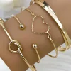 Online Dear-Lover Love Geometric Cross Plated Bracelet 4-piece Set Gold