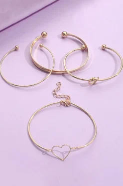 Online Dear-Lover Love Geometric Cross Plated Bracelet 4-piece Set Gold
