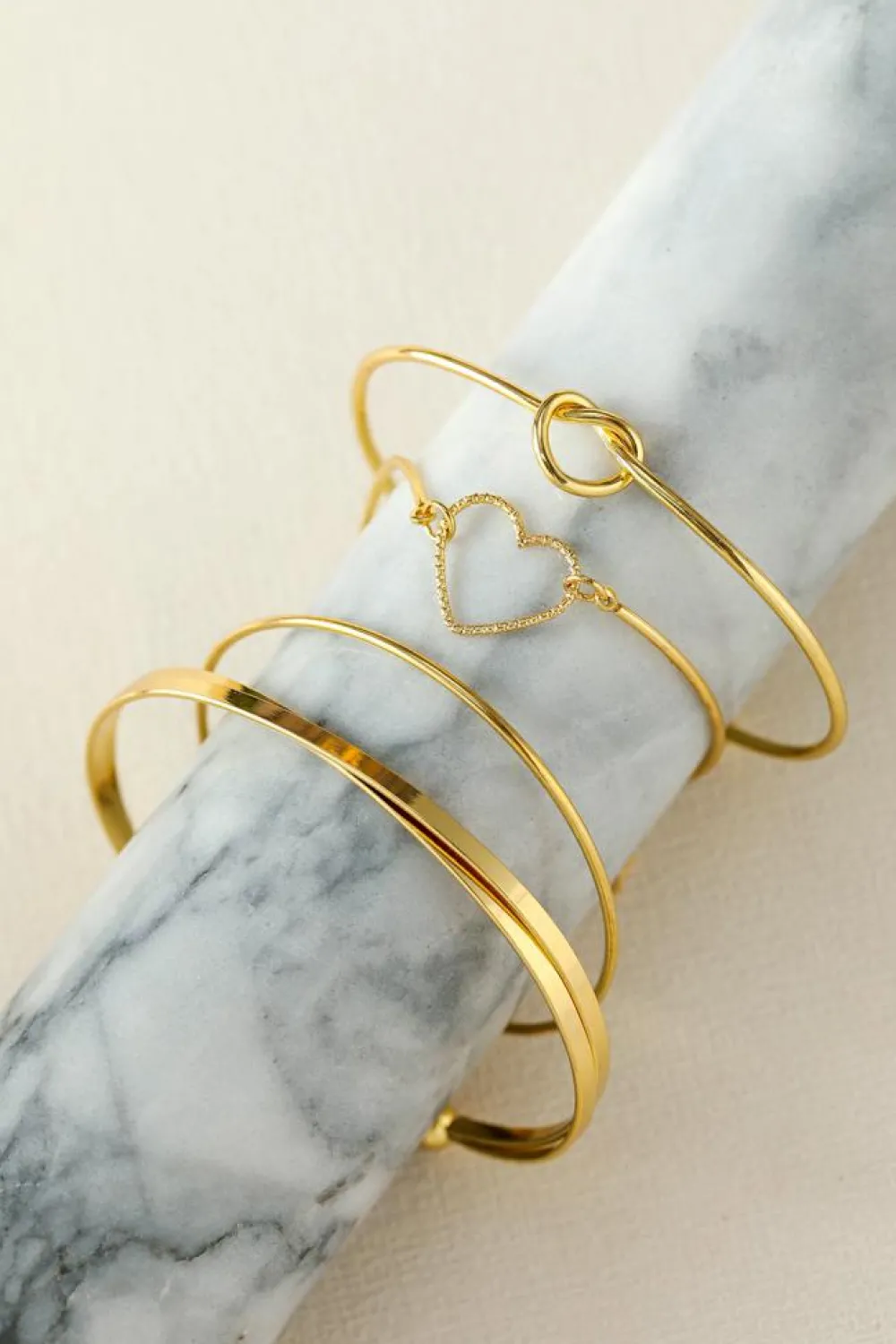 Online Dear-Lover Love Geometric Cross Plated Bracelet 4-piece Set Gold