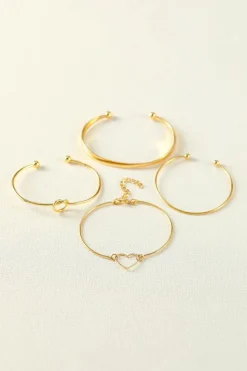 Online Dear-Lover Love Geometric Cross Plated Bracelet 4-piece Set Gold