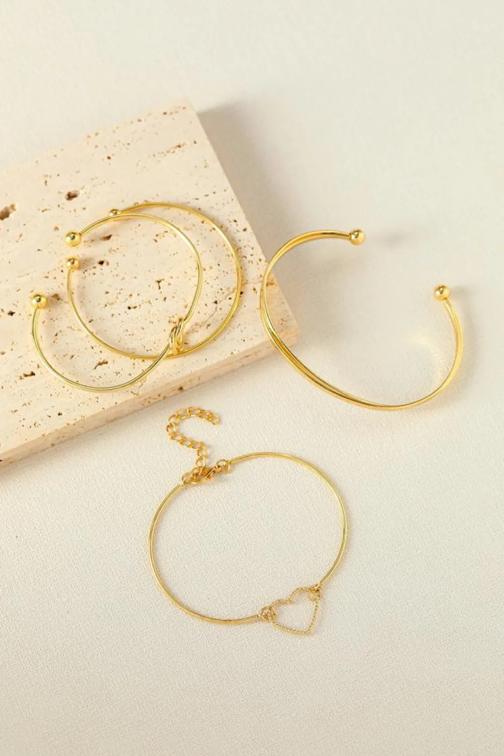 Online Dear-Lover Love Geometric Cross Plated Bracelet 4-piece Set Gold