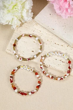 Hot Dear-Lover MAMA Beaded Triple Layer Bracelet Set Gold