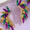 New Dear-Lover Mardi Gras Rhinestone Crystal Inlay Stud Earrings Gold