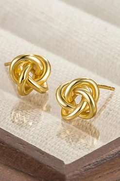 Fashion Dear-Lover Minimalism Knotted Plated Stud Earrings Gold
