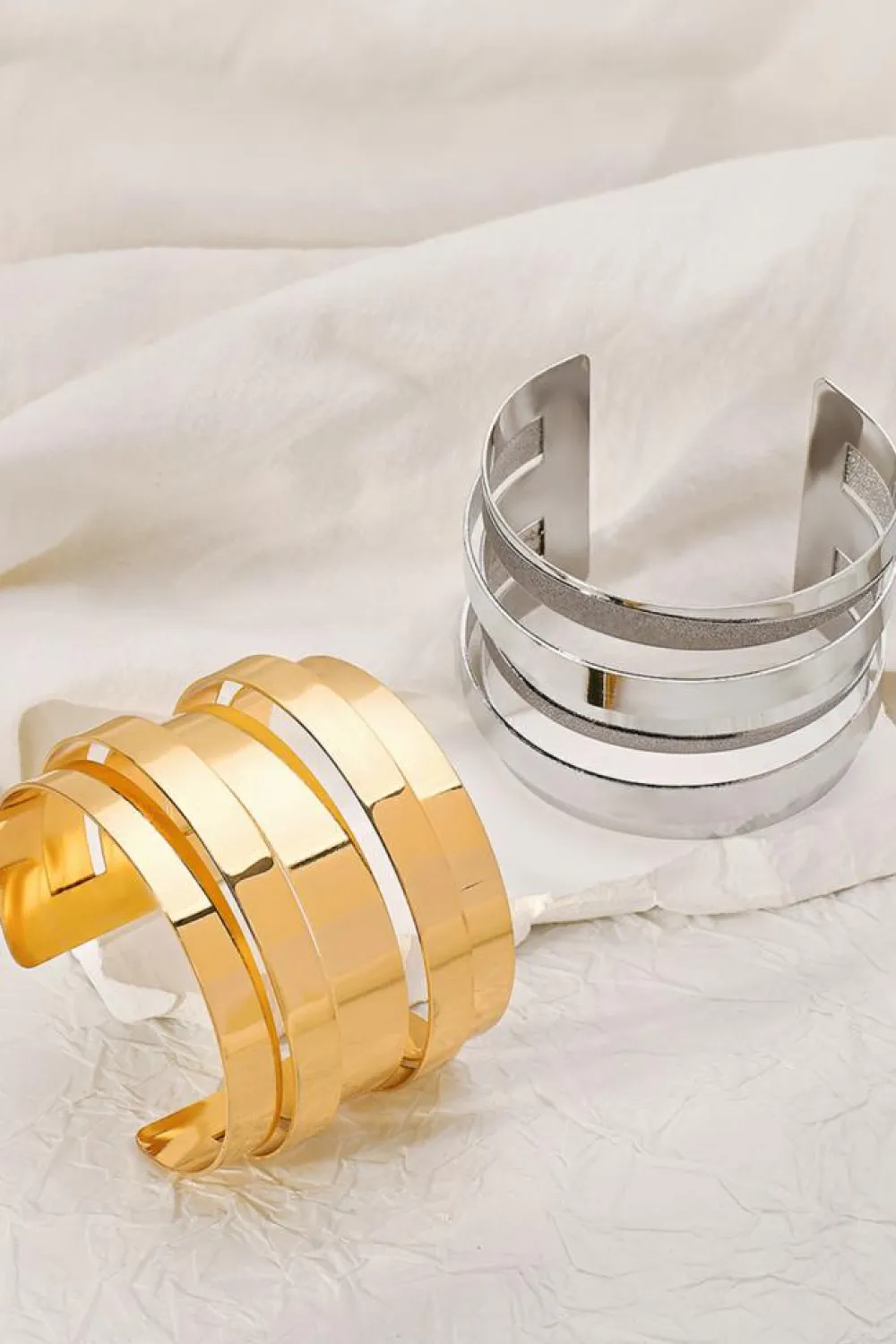Best Dear-Lover Minimalist Multi Layered Opening Alloy Bangle Gold